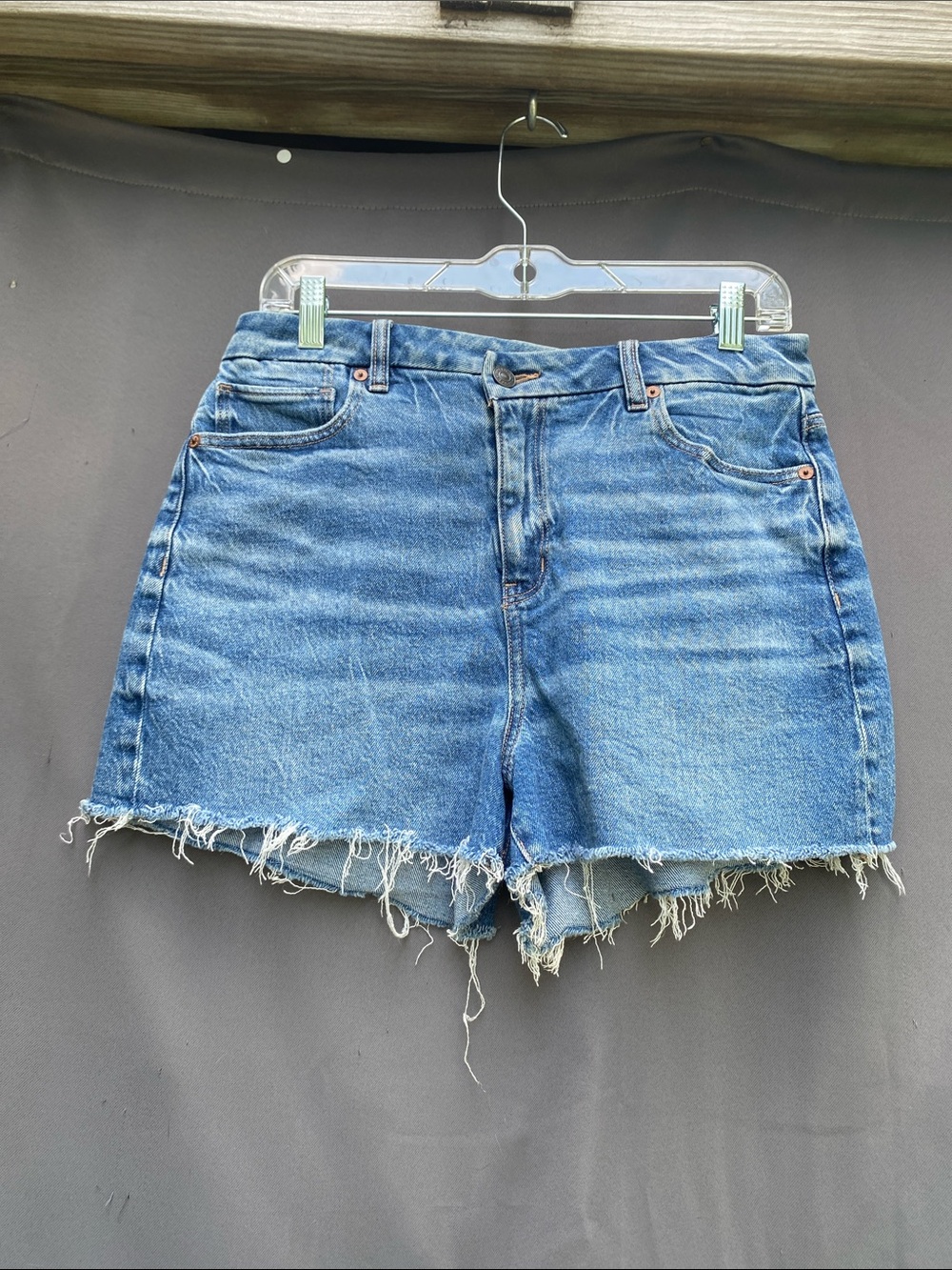 American Eagle Outfitters Blue Frayed Hem High-Rise Denim Shorts
